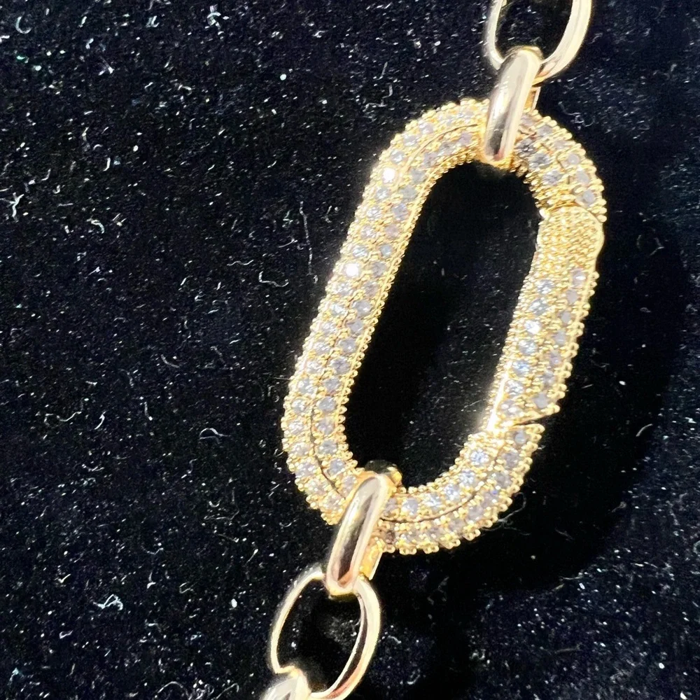 Amethyst Crystal Cluster Pendant On A 26” Inch Gold Chain W/ Rhinestone☑️
